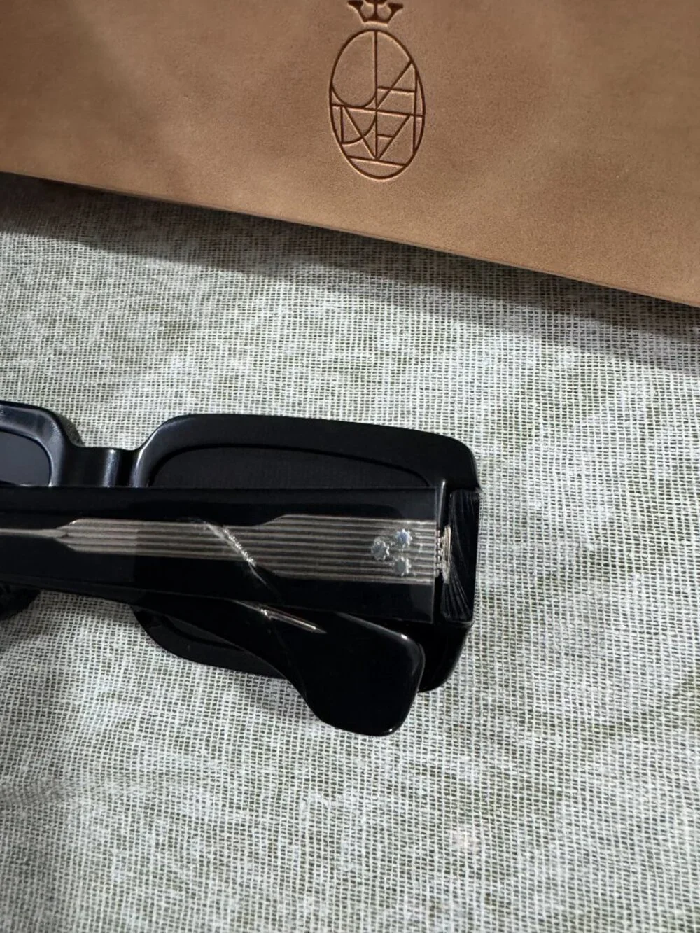 Jacques Marie Mage Black-Frame Narrow Rectangular Sunglasses